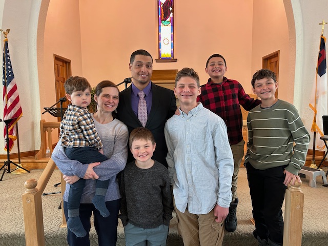 The Joseph and Melanie Martin family. Pastor of Lake Superior Bible Church on his first Sunday bringing our sermon. February 22, 2026.